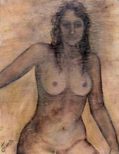 &nbsp;The Female Nude, study in posture 2, Oil & Charcoal on canvas